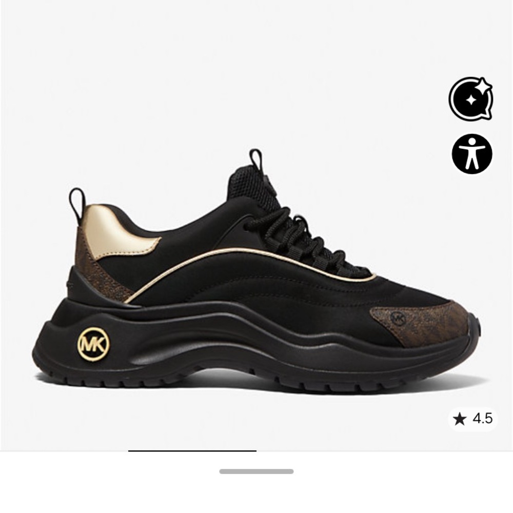 Michael Kors Women’s Black and Gold Sneakers Dara Trainer